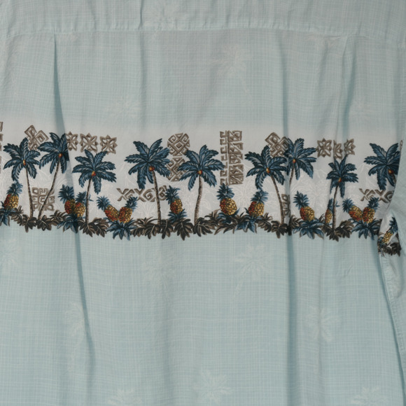 Batik Bay Button Up Shirt Short Sleeve Mens XL Green Palm Trees Tiki Lightweight - Picture 5 of 9